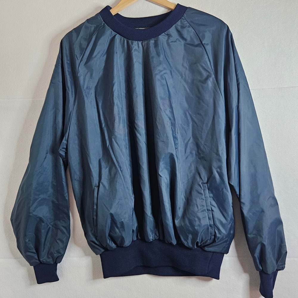 Vintage BIKE Navy Blue Nylon Windshirt Pullover XL Made in USA‎ 4590 Crew Neck